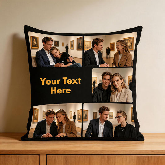 Personalized Photo Printed Pillow Cover Placed In Luxury Living Room, Stylish Home Interior Decoration Throw Pillow